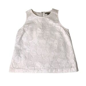Tommy Bahama Sleeveless Top Women's‎ Floral Textured White Blouse Zipper Back